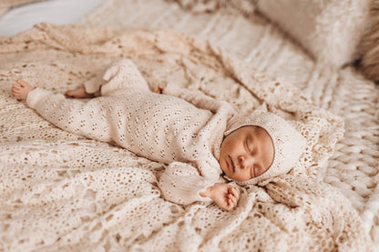 Grace Knitted Romper with Hat 2pc Set Apricot pink or Plum