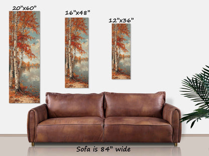 Autumn Landscape River Birch Large Canvas Art