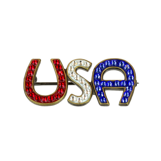 USA Red, White & Blue Americana Sparkle Brooch