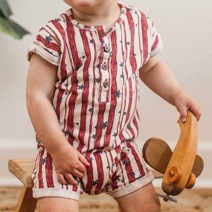 Stars & Stripes Baby Boy Romper: 12M