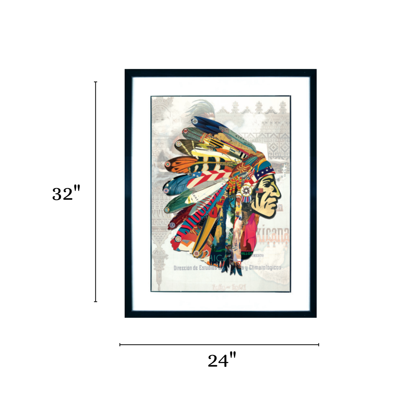 3D Collage Art | Indian Chief (24"x32")