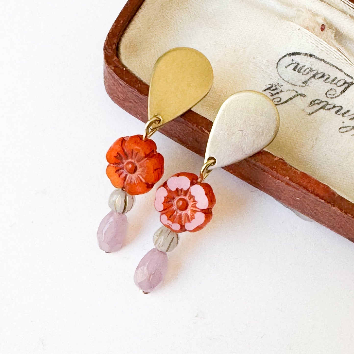 Romantic Flower Stud Earrings with Boho Charm