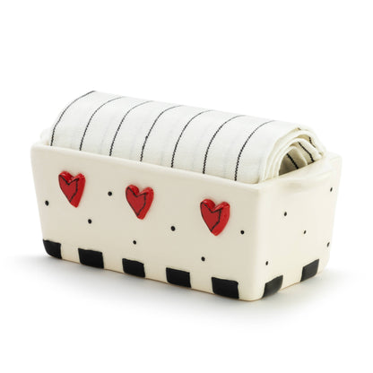 Dots Hearts Mini Loaf Pan w/ Towel