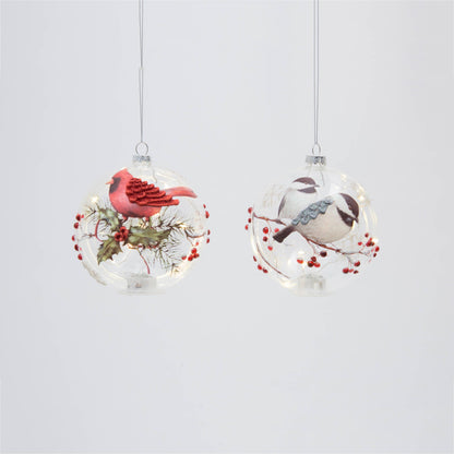 Lighted Glass Holiday Bird Design