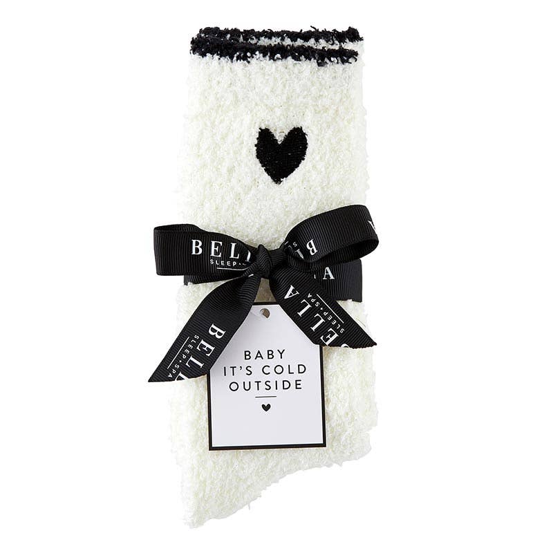 Bella Sleep + Spa - Cozy Socks - Black Trim + Black Heart