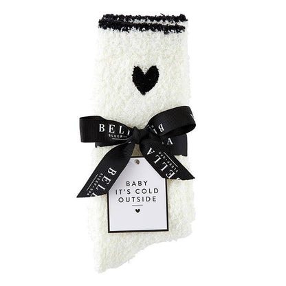 Bella Sleep + Spa - Cozy Socks - Black Trim + Black Heart