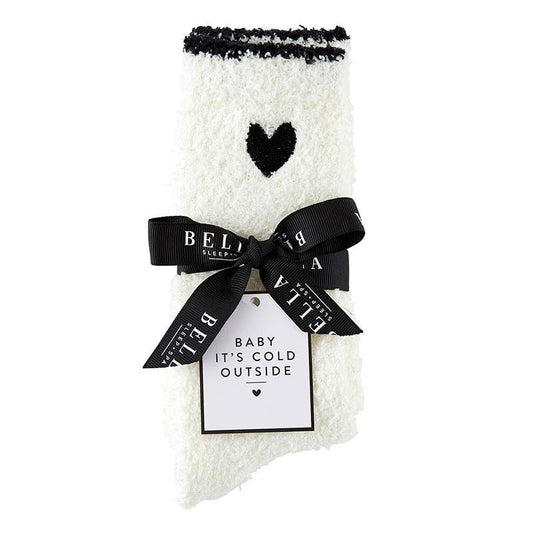 Bella Sleep + Spa - Cozy Socks - Black Trim + Black Heart