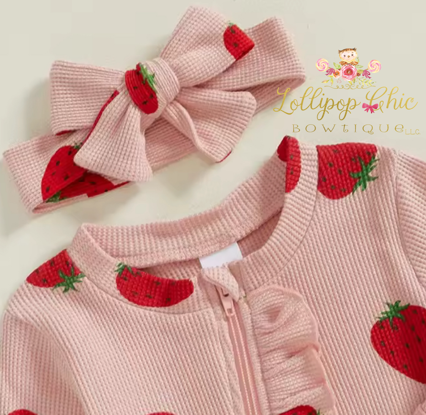 Strawberry Baby Girls Ruffle Bottom Romper : 3-6 Months