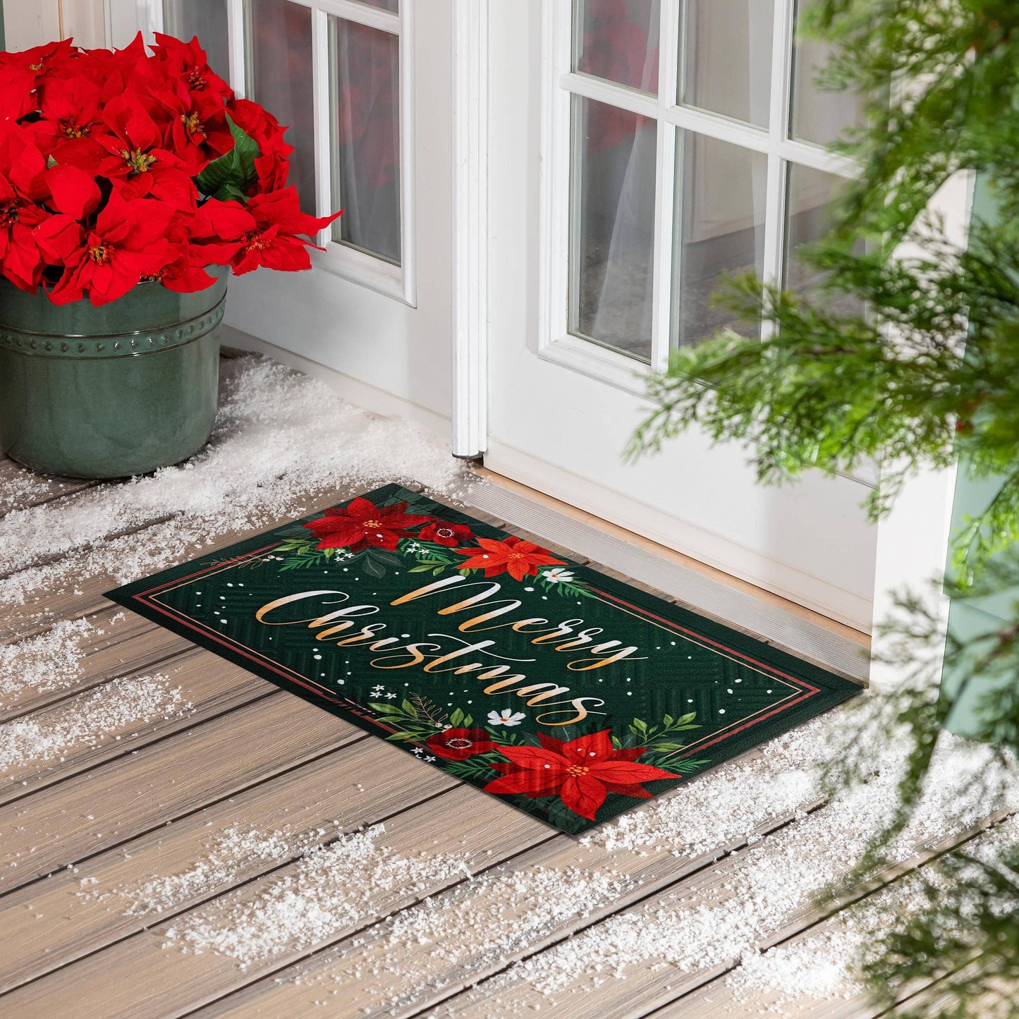 Floral Merry Christmas Embossed Mat