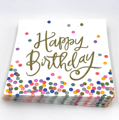 Birthday Cocktail Napkins | Happy Birthday (Script) - 20ct