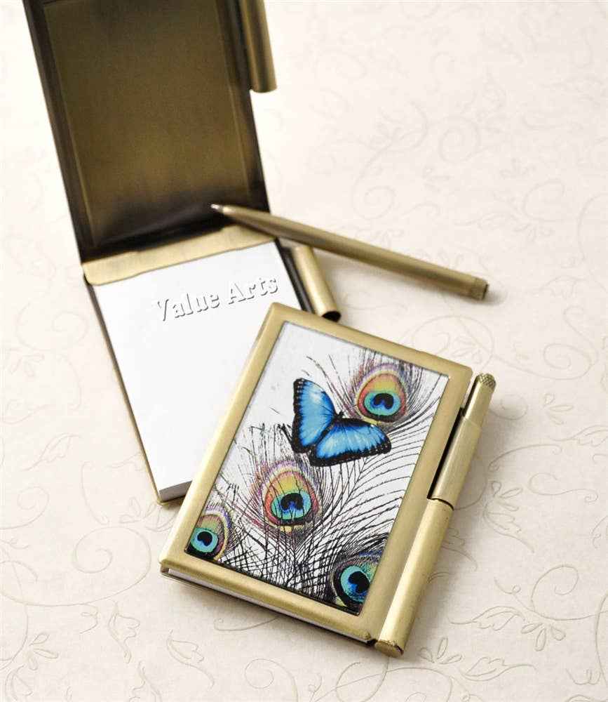 Blue Butterfly And Feather Design Stationery