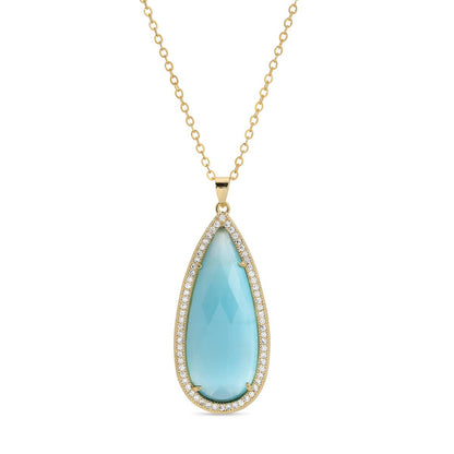 Long Shimmer Stone Pendant Necklace