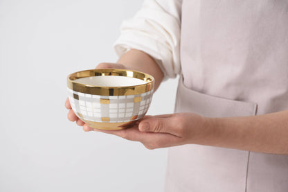 Snack Bowl Gold Plaid