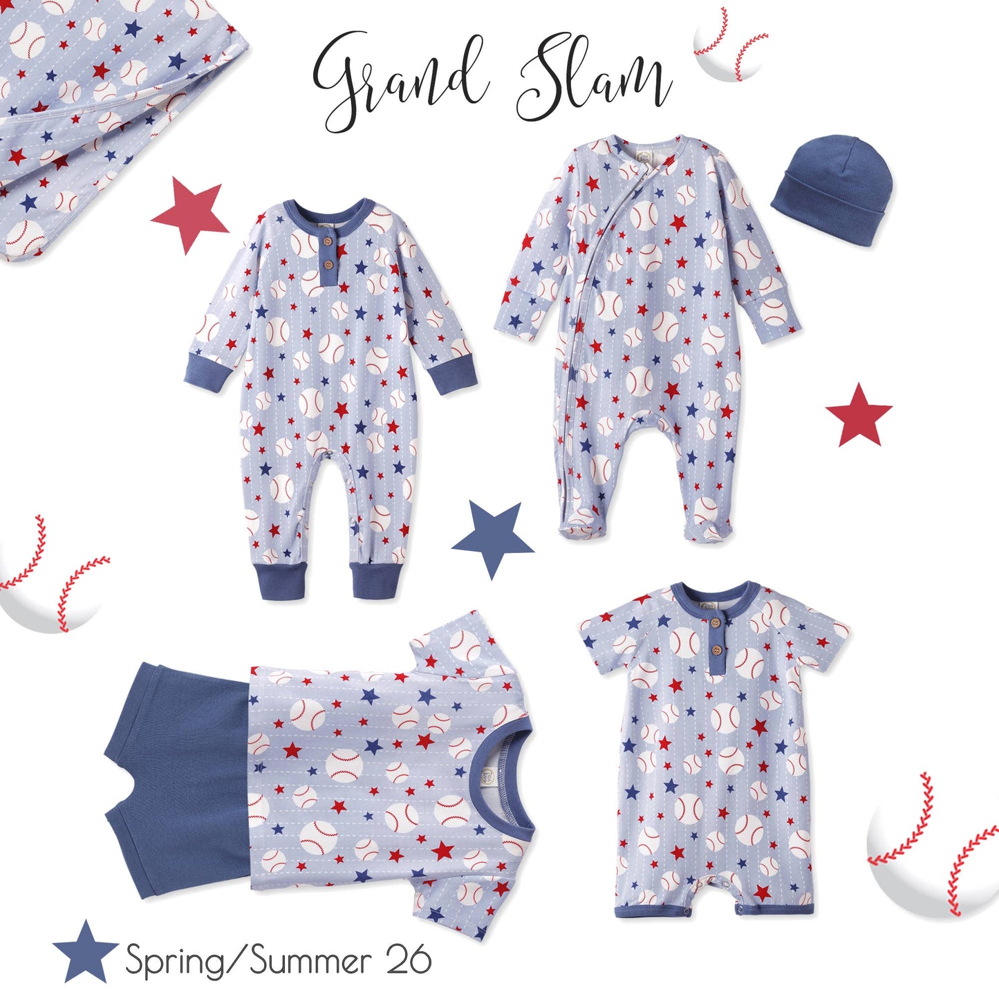 Grand Slam Bamboo Baseball Henley Romper