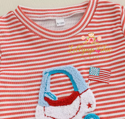 Baby and Toddler Boy 4th of July Golf Cart Short Set: 2-3T
