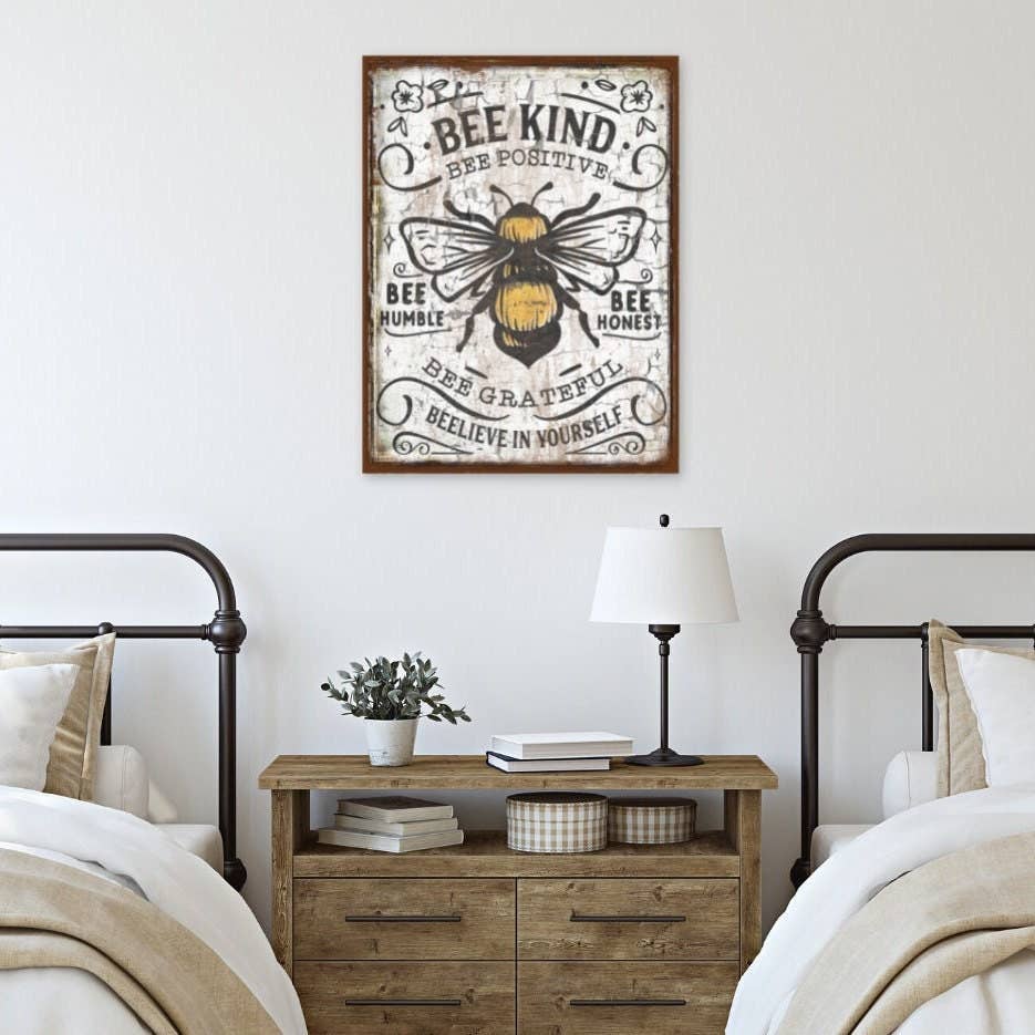 Motivational Canvas Wall Art Bee Kind Kids Teacher Gift