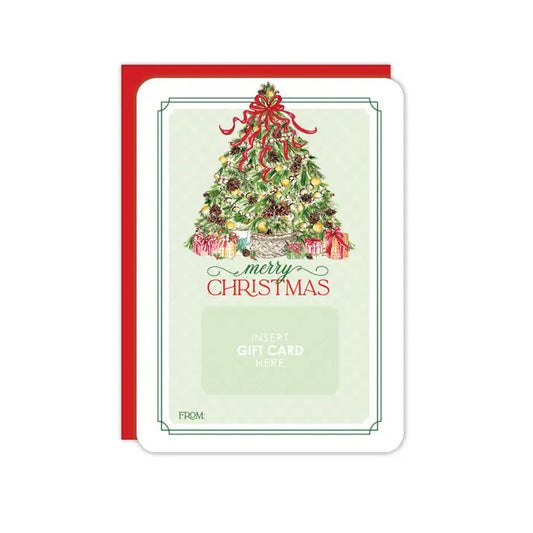 Merry Christmas Tree with Pine Cones Gift Card Greeting