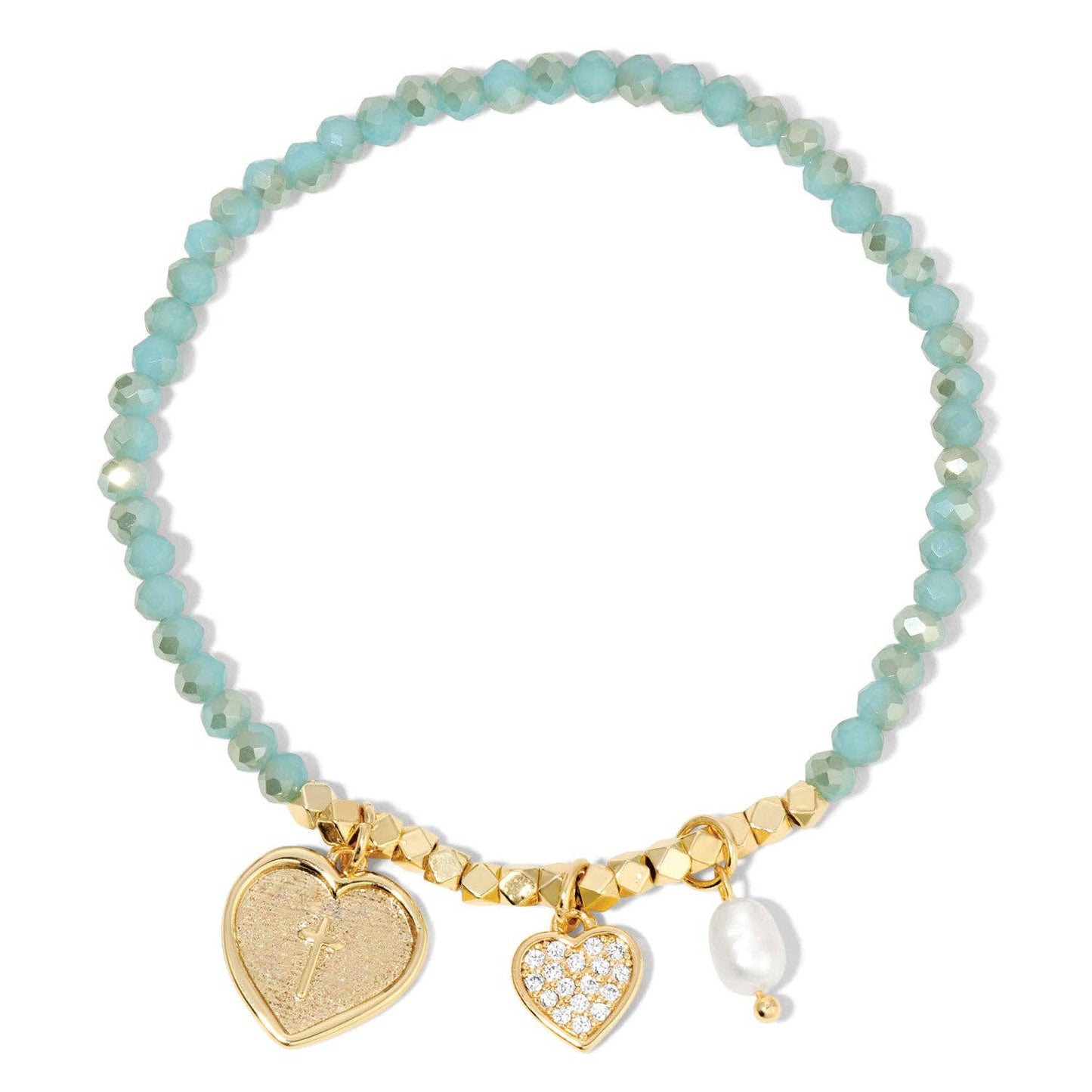 Pulsera elástica Splendid Iris con cruz y corazón