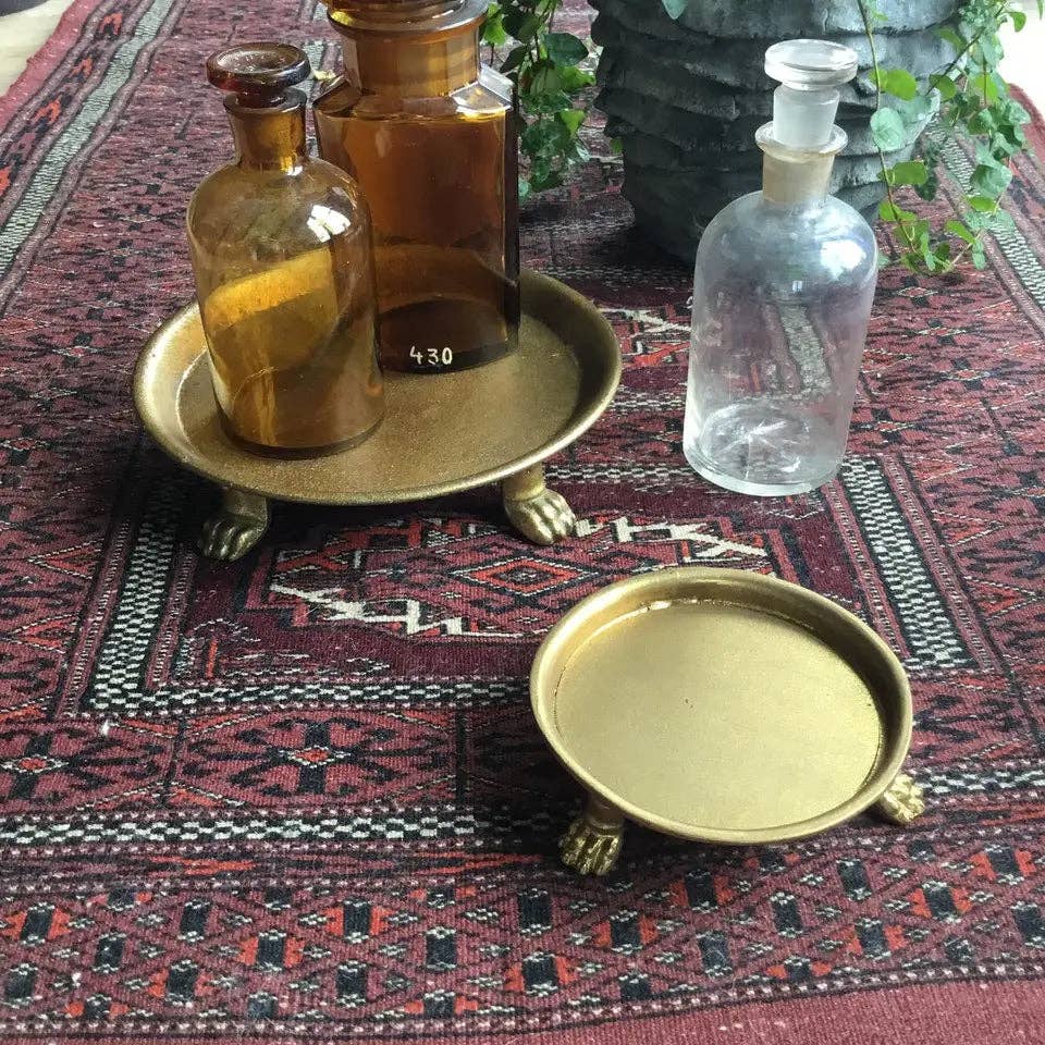 Vagabond Vintage - Small Claw Foot Round Dish with Gold Leaf