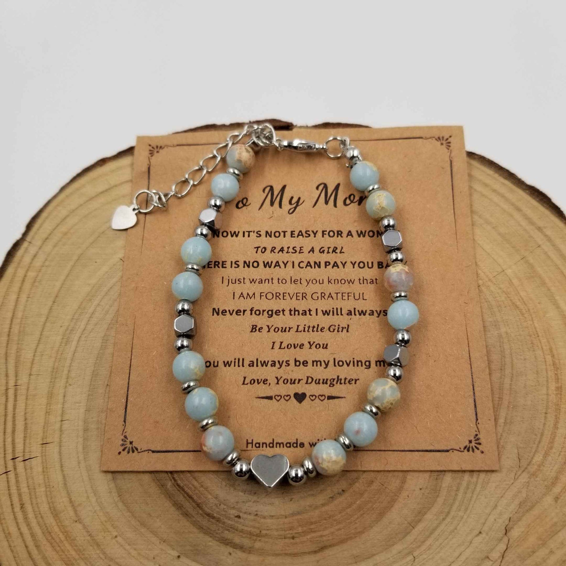 To My Mom Heart Natural Stone Mother's Day Bracelet