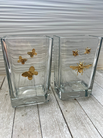 Butterflies or Bees Glass Vase: Bee
