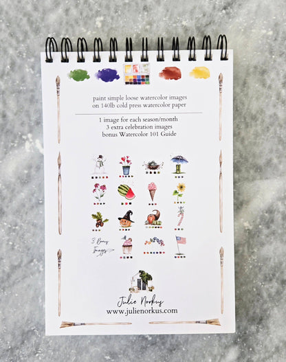 Watercolor Workbook, Spiral Bound 12 Months of Watercolor