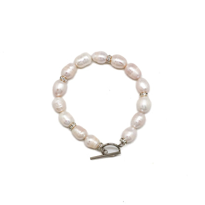 Bracelet Toggle Freshwater Pearls(10mm)w/Sterling Silver