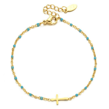 JOSSLYN de wall to wall - PULSERA CON CRUZ DE ACERO INOXIDABLE DE 18 QUILATES SIN DESLUSTRACIÓN | 40B5176