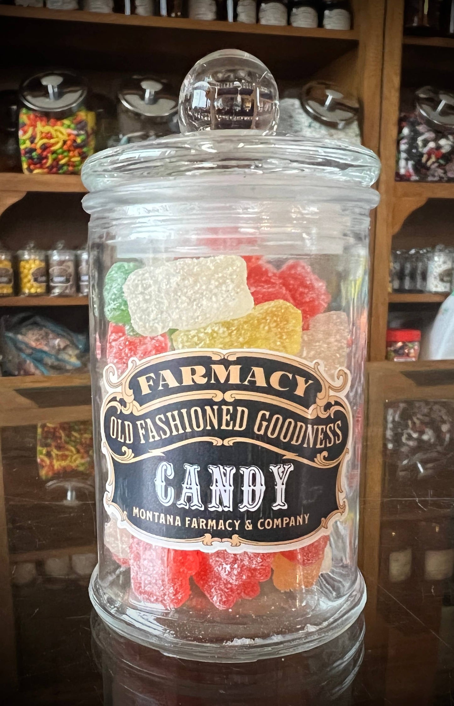 Old Fashioned Apothecary Sour Gummy Bear Nostalgic candy jar