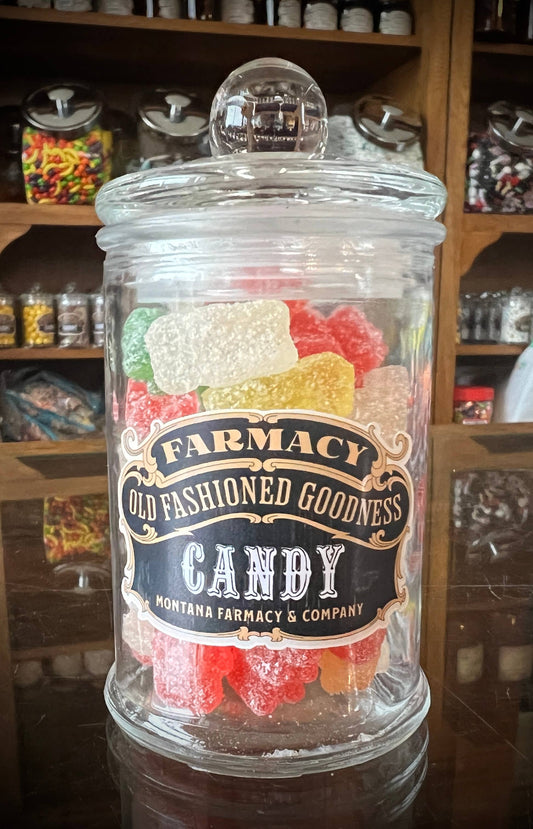 Old Fashioned Apothecary Sour Gummy Bear Nostalgic candy jar