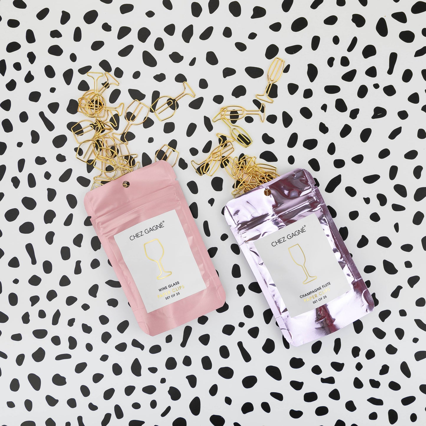 Chez Gagné - Wine Glass - Unique Gold Plated Paper Clips - Pack of 25