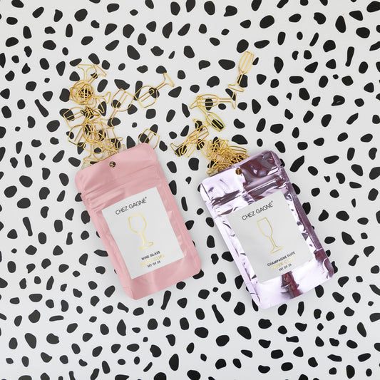 Chez Gagné - Wine Glass - Unique Gold Plated Paper Clips - Pack of 25