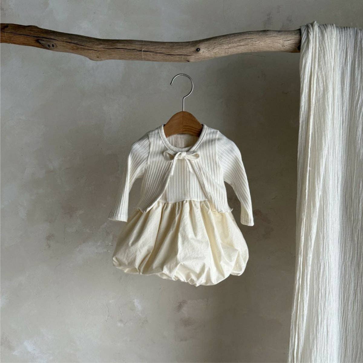 Baby Girl Long Sleeve Coat & Dress Beige