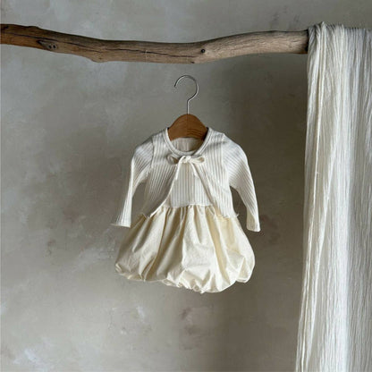 Baby Girl Long Sleeve Coat & Dress Beige