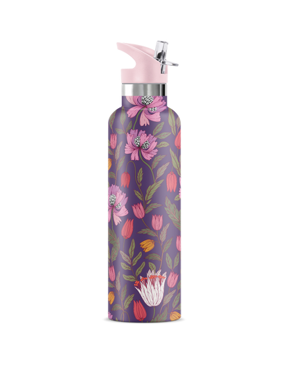 Morriset | Purple Floral Brocade 25 oz Insulated Bottle