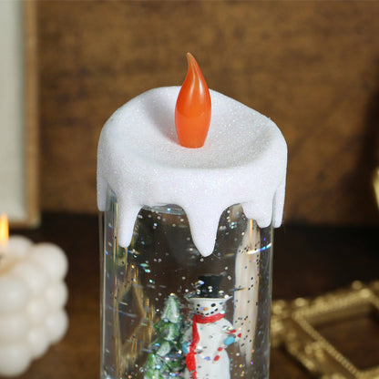 Christmas Musical Snow Globe Candlestick Lantern with Snowman Scene for Christmas Decoration