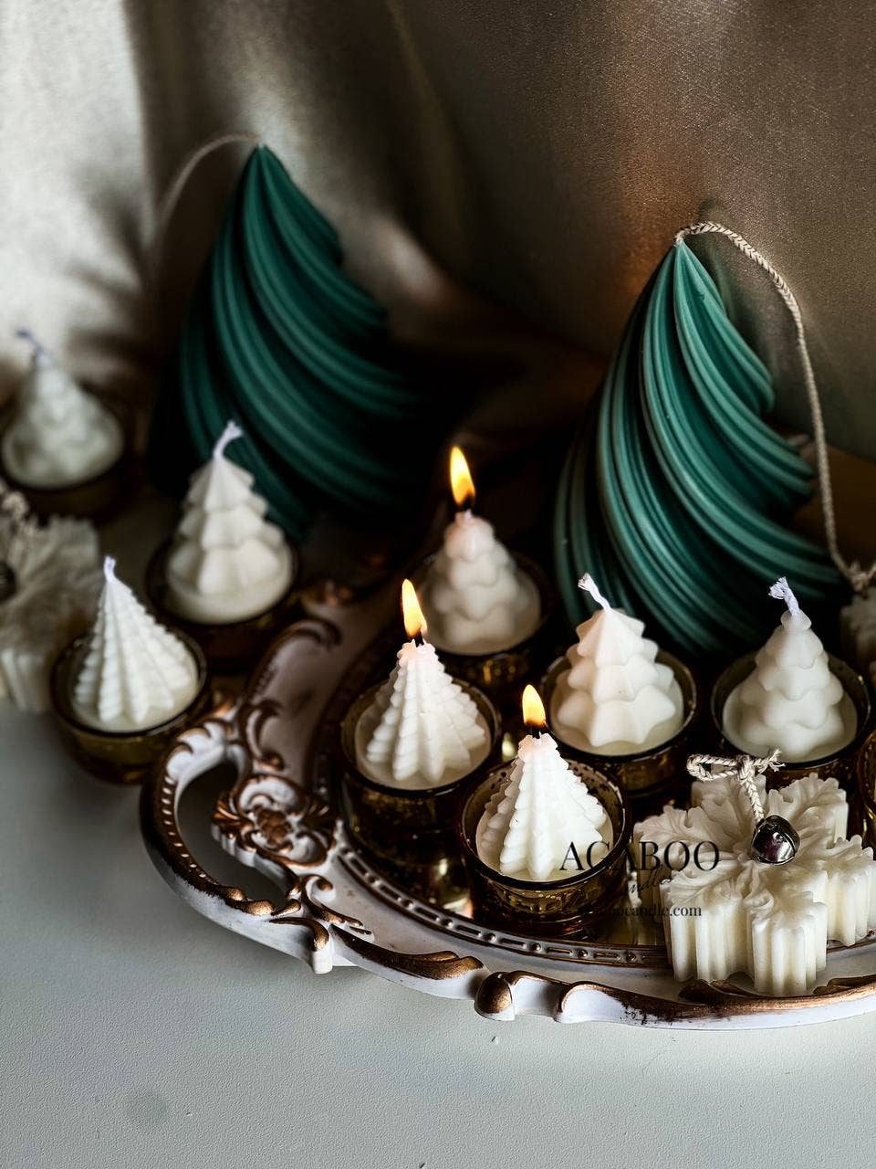 Mini Christmas Trees Tea lights Candle 2 1/4x1.5in