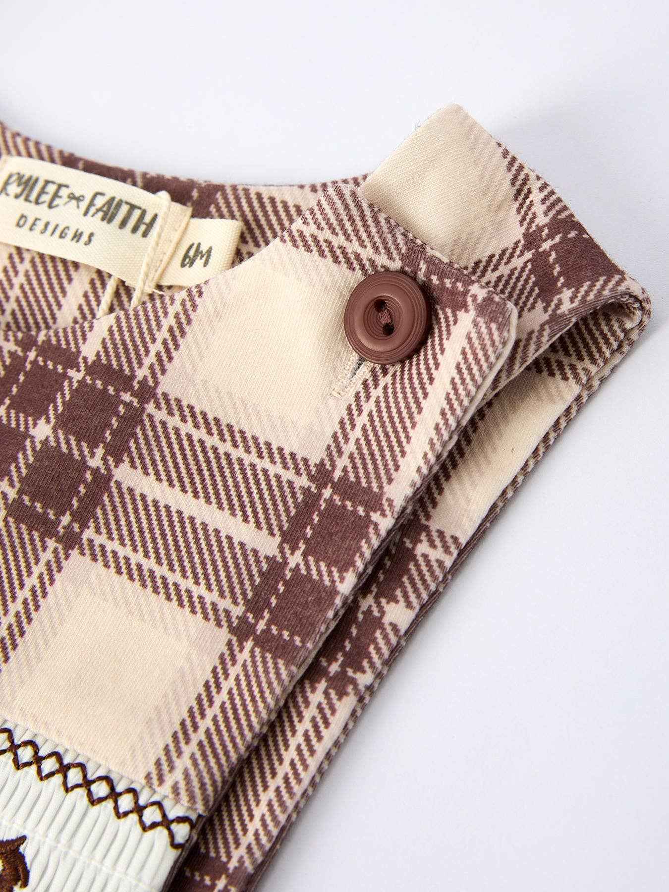 Western Horse Embroidered Smocked Plaid Baby Boy Romper: 3M
