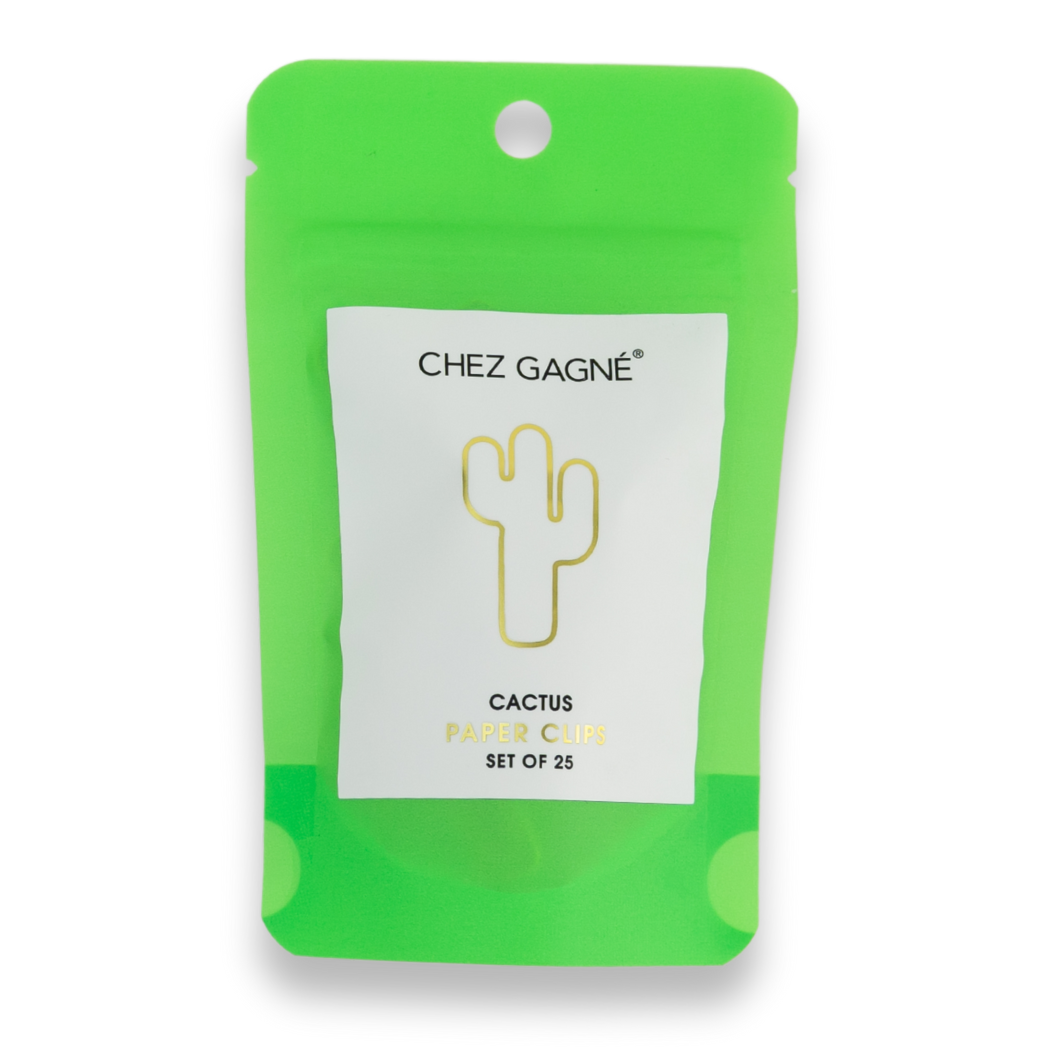Cactus - Clips de papel chapados en oro únicos - Paquete de 25