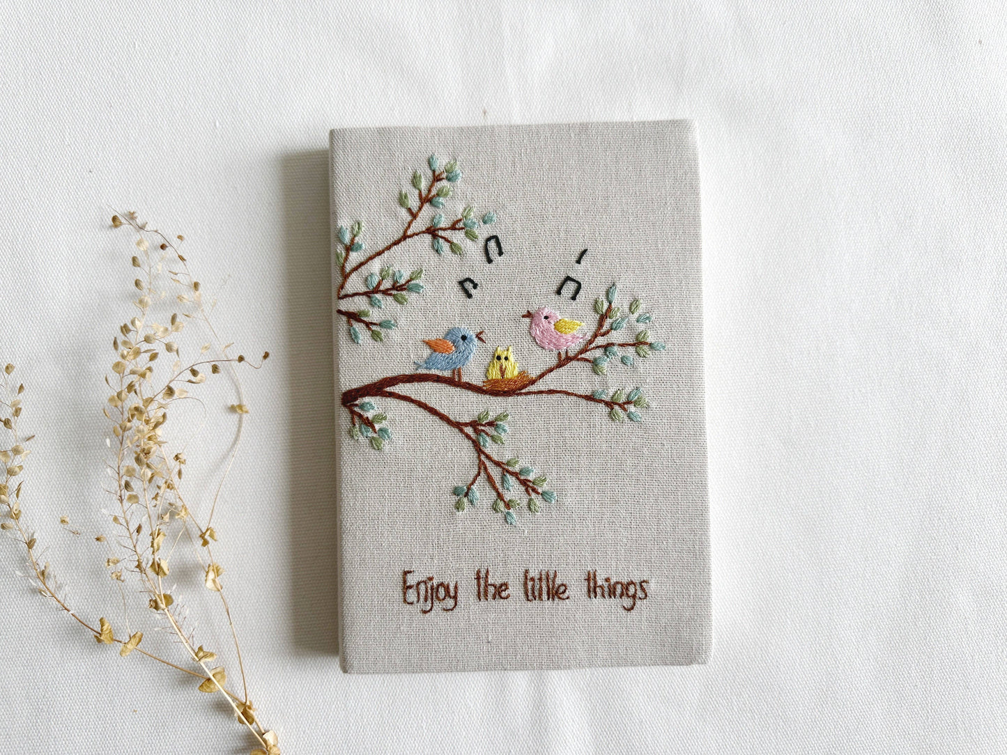 Handmade Journal with Cute Embroidery & Inspirational Quote, Collection Rory