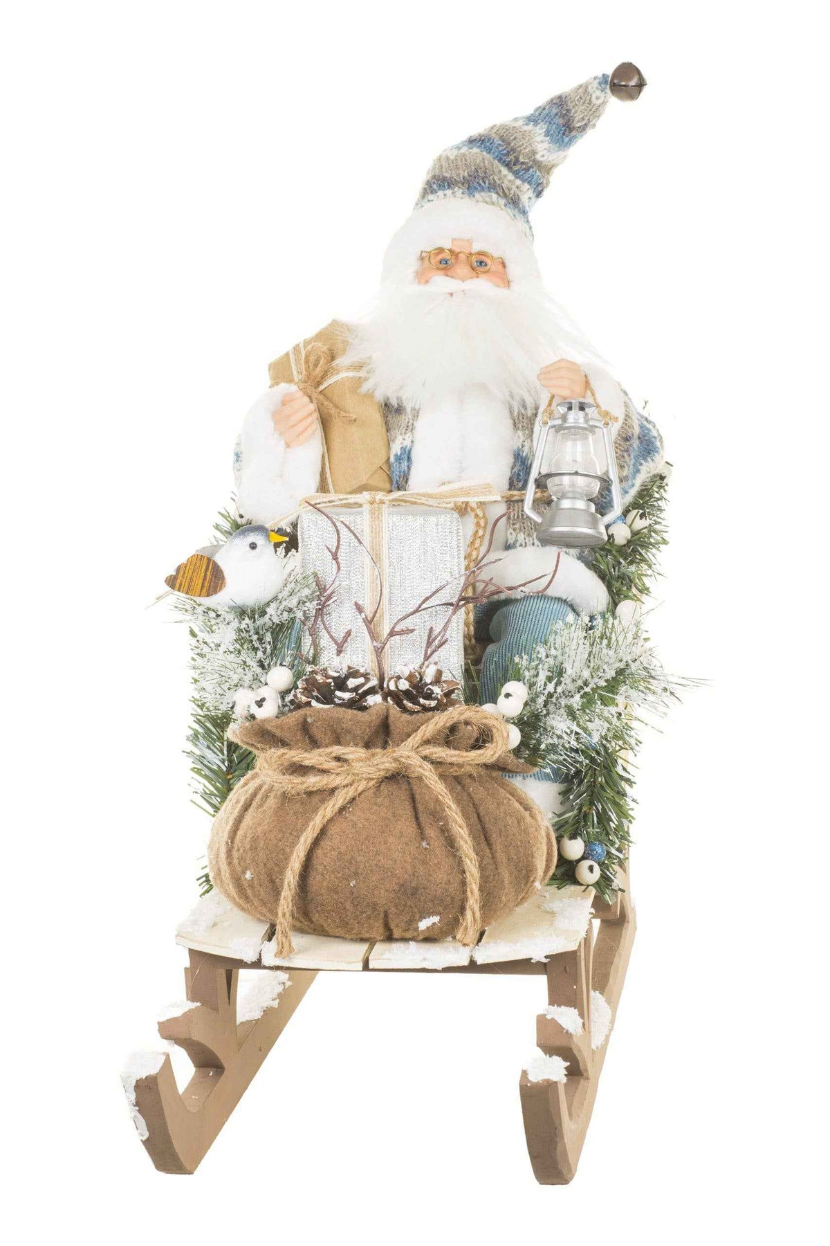 NEW-Blue-Gray Santa Figurine