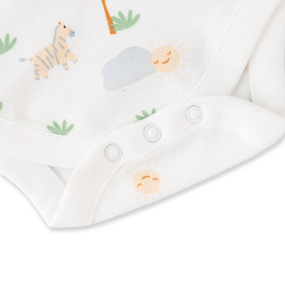 Organic Safari Baby Outfit Set – 3-Piece (Bodysuits & Shorts): 9-12 months