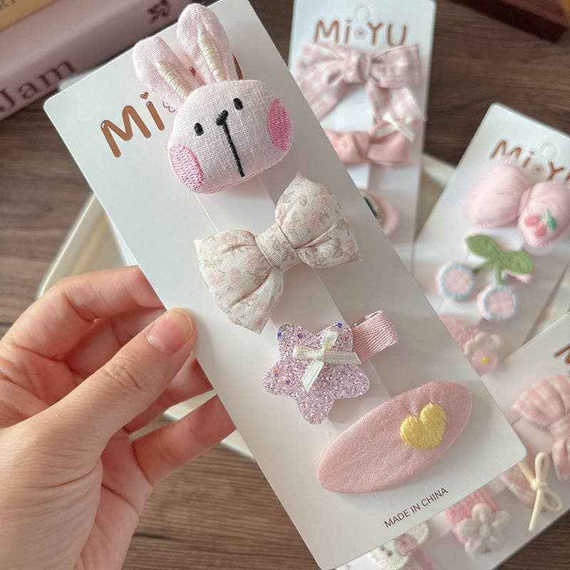 Chic Pink Fabric Bow Hair Clips for Girls: 1-Floral Bow Set