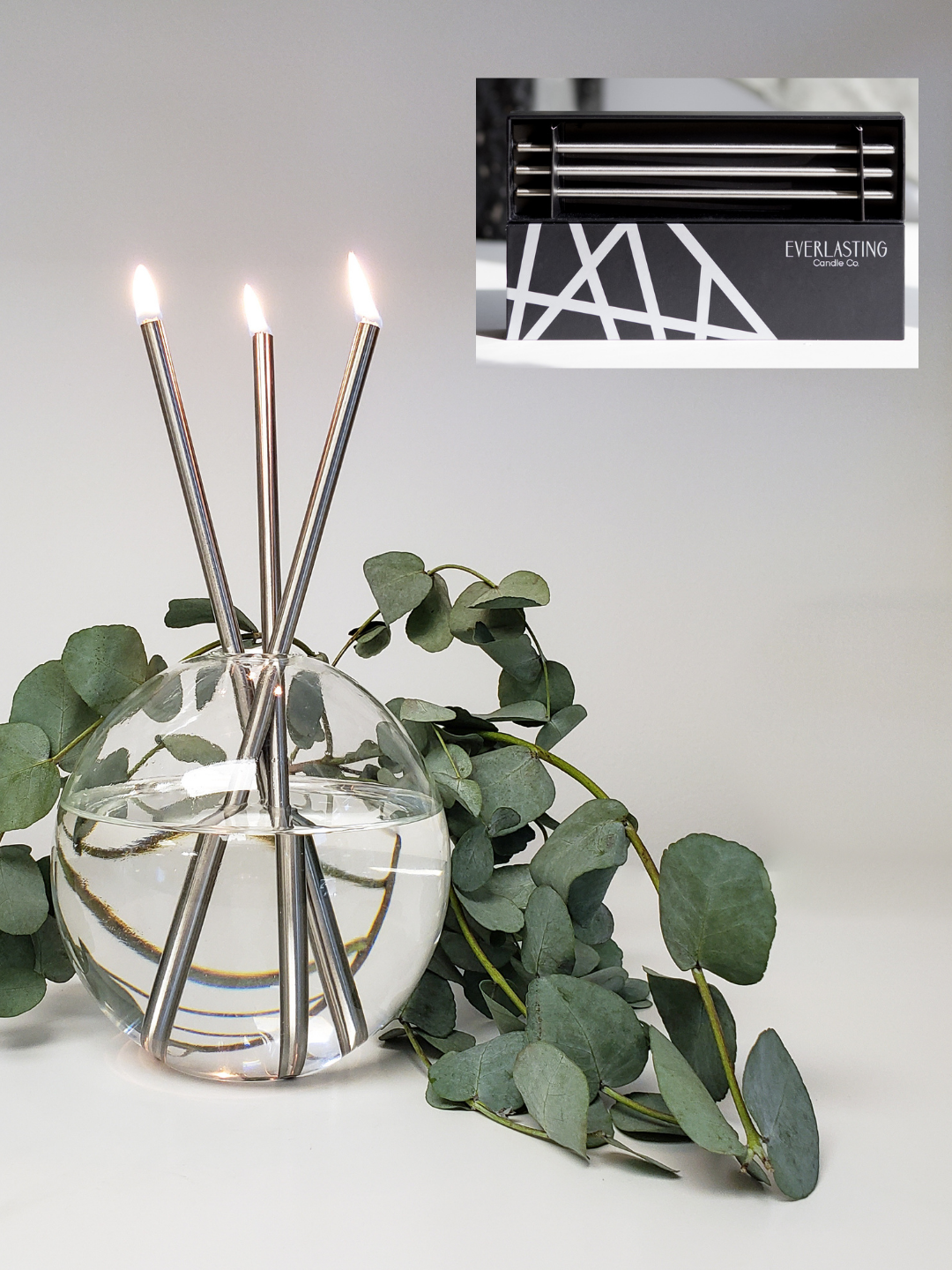 Silver Everlasting Candles – Reusable Steel Oil Candles