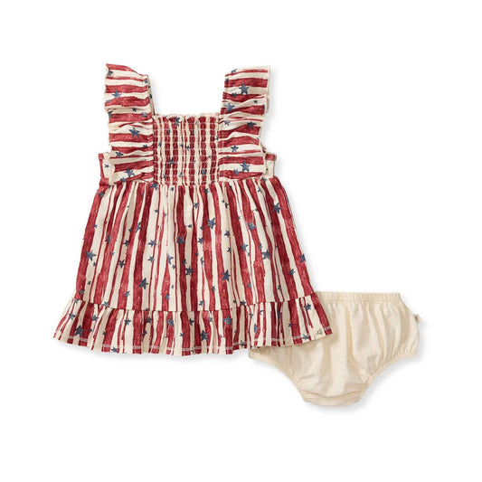 Stars & Stripes Organic Cotton Dress: 0-3M