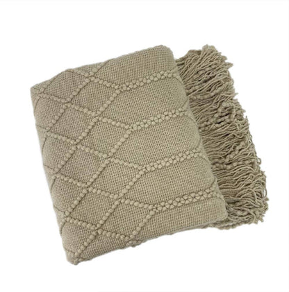 Rhombus Diamond Knit 50x60 Inch Throw Blanket
