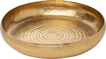 Hammered alum round tray w/ raised sides,gld,13in