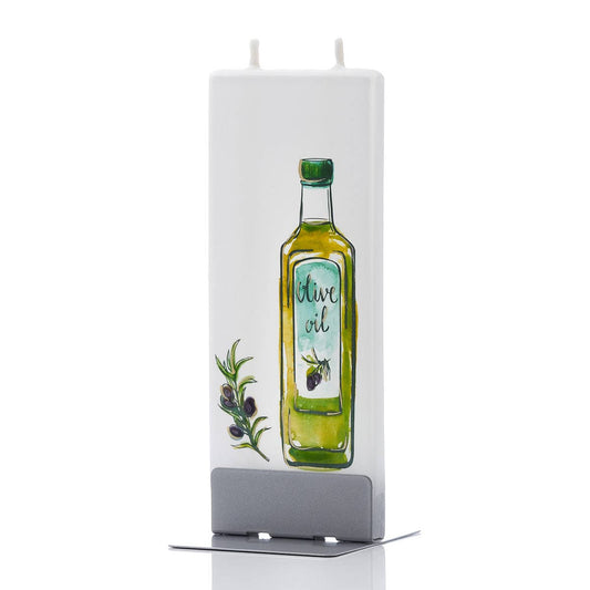 Flat Handmade Candle - Olive Oil Bottle & Branch