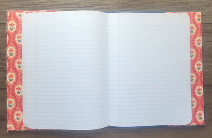 Fabric Covered Hardcover Notebook Composition Book Cover - Blue Swirls & Flowers