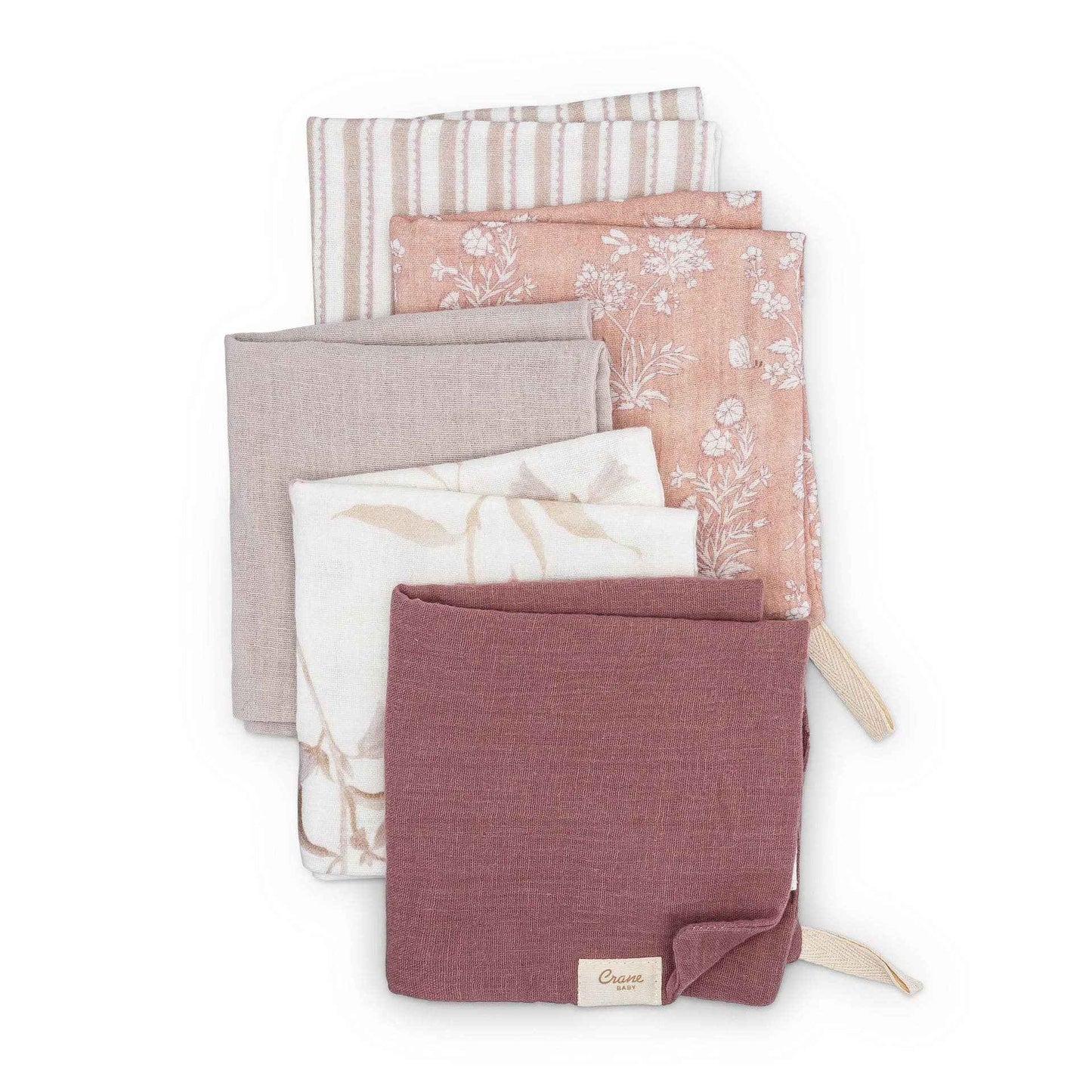 Crane Baby - Violet 5-Piece Cotton Baby Washcloth Set